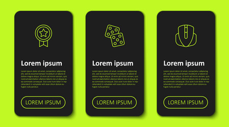 set line game rating with medal dice and computer vector image