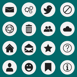 set of 16 editable web icons includes symbols vector image
