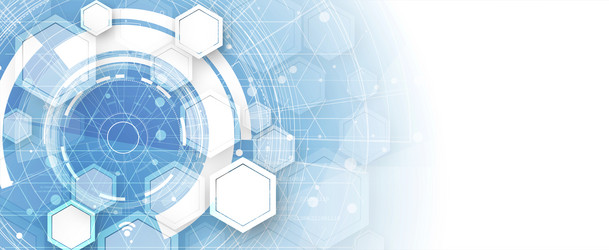 technology banner design with hexagons abstract vector image
