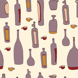 Wine bottles seamless pattern vector