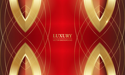 3d golden shapes and lines on abstract red vector image