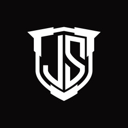 js logo monogram letter with shield shape design vector image