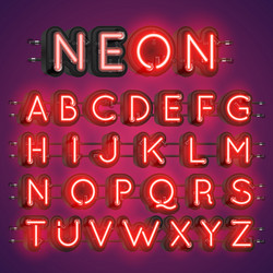 realistic neon font with wires and console vector image