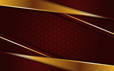 abstract dark red hexagon background with gold vector image