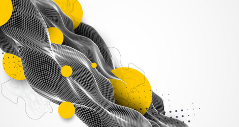 abstract waves is made in a wireframe style vector image