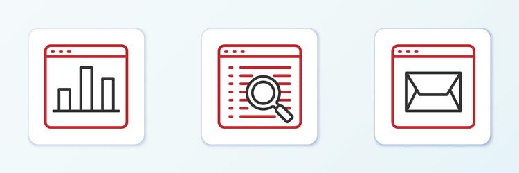 set line website and mail graph chart infographic vector image