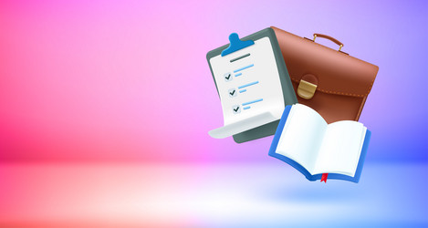 briefcase with contract list 3d banner copy vector image