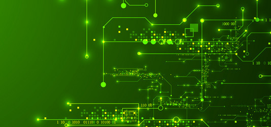 digital circuit visualization background green vector image