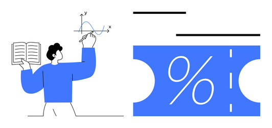 person analyzing graph and mathematical concepts vector image