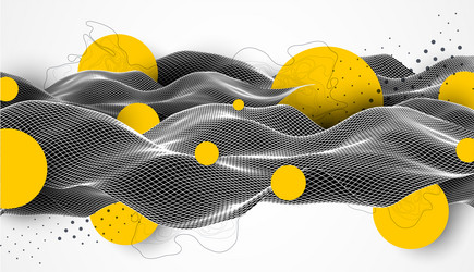 abstract waves is made in a wireframe style vector image