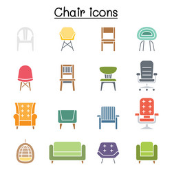 chair and sofa of front view icon set in flat vector image