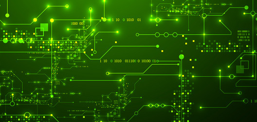 digital circuit visualization background green vector image