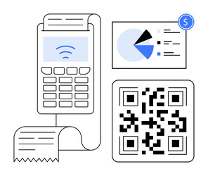 digital payment terminal with receipt qr code vector image