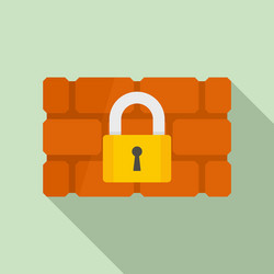 firewall padlock icon flat style vector