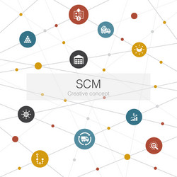 scm trendy web template with simple icons vector