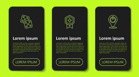 set line game dice rating with medal and power vector image