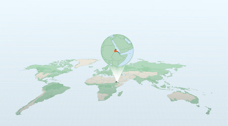 world map in perspective showing the location vector image