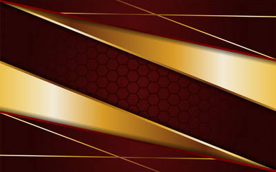 abstract dark red hexagon background with gold vector image
