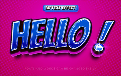 hello 3d pop art editable text effect style vector image