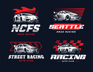 Racing Car Logo - Dark Background Vector Image