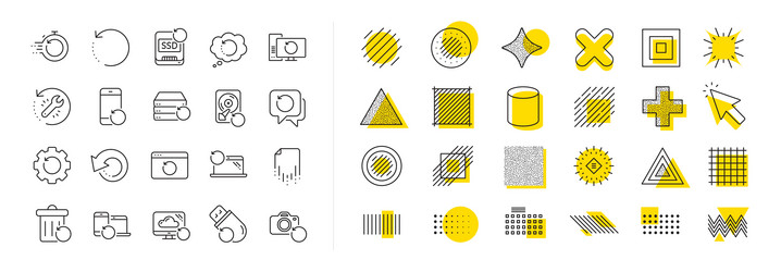 recovery line icons backup restore data vector image