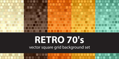 Retro 70s Square Pattern Set vector image