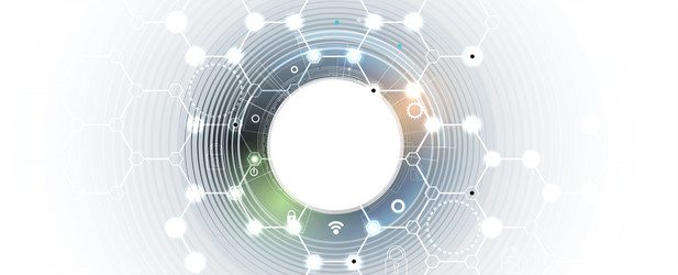 technology banner design with hexagons abstract vector image