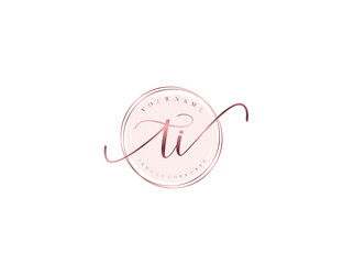 ti initial handwritten logo set with floral Vector Image