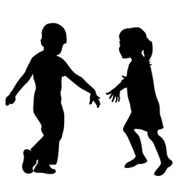 Boy and Girl Playing Silhouette Vector Image