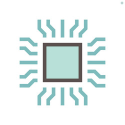 computer chip processor and technology icon set vector image