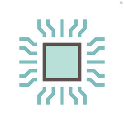 Computer chip processor and technology icon set vector