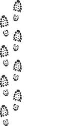 dark shoe prints creating a vertical line vector image