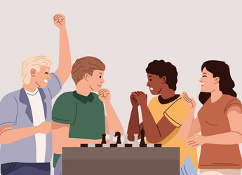 Friends playing chess game vector