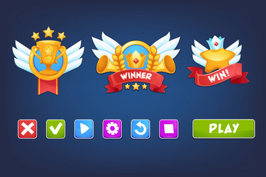 Receiving the cartoon achievement game screen Vector Image