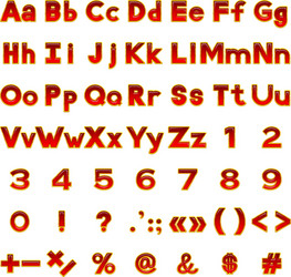 set of red letters and numbers buttons vector image