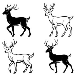 3d rendering of dynamic deer silhouette line art vector image
