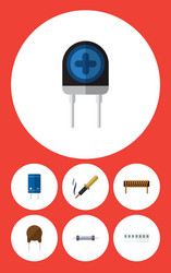 flat icon electronics set of resistor triode vector