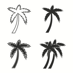 Black single palm tree silhouette icon isolated Vector Image