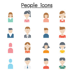 people user icon set in flat color style vector image