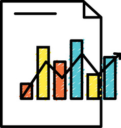 Document with statistics bar diagram and arrow vector