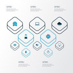 hardware icons colored set with man notebook vector image