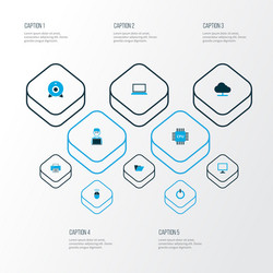 Hardware icons colored set with man notebook vector