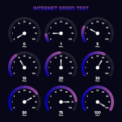 internet download and upload speed test gauge vector