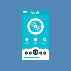 media player application app template with flat vector image