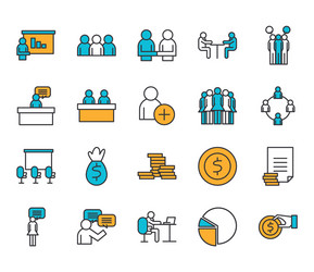 People line and fill style icon set design vector