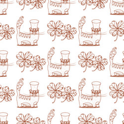 seamless pattern with cat and clover vector image