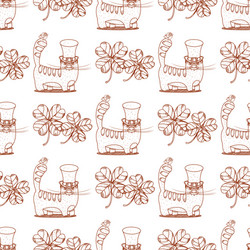 seamless pattern with cat and clover vector