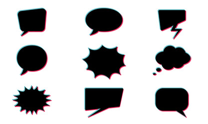 set of black empty speech bubbles collection vector image