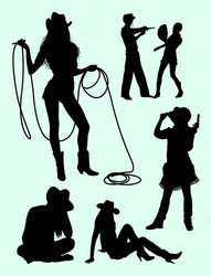 Cowboy & Cowgirl Silhouette Vector Image