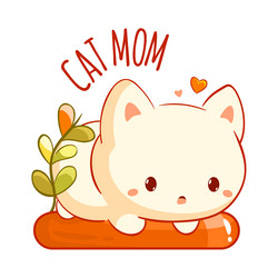 Cute Cat Mom T-Shirt - Kawaii Kitten Vector Image
